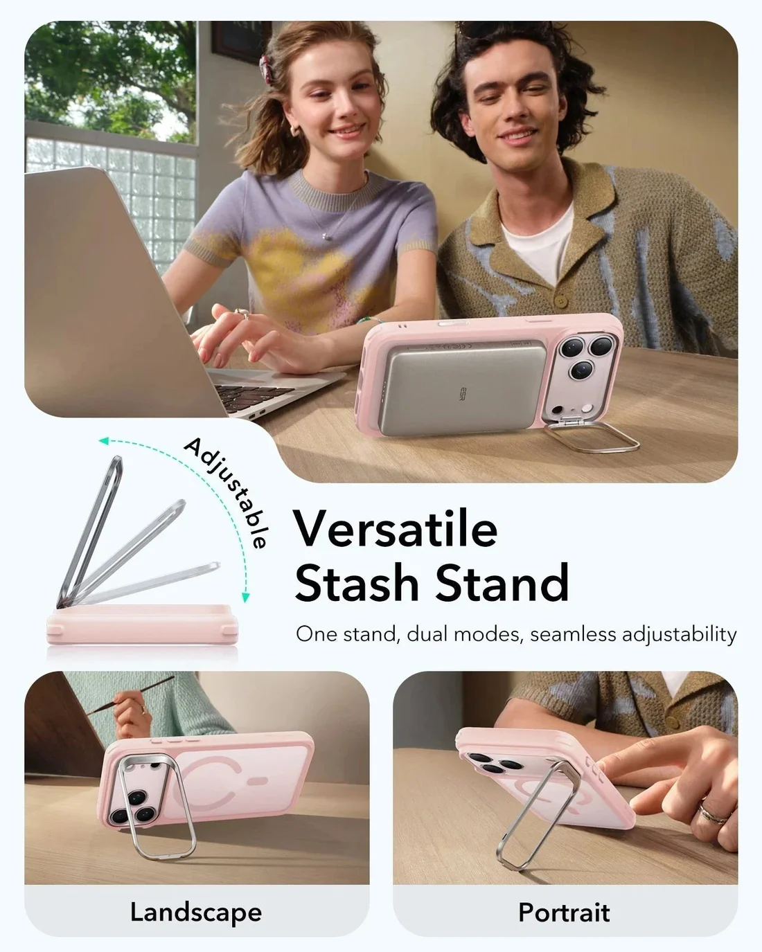 iphone 17 pro bundle classic hybrid magnetic case (camera control, stash stand) and armorite screen protector frosted bubblegum pink iphone 17 pro bundle classic hybrid magnetic case (camera control, stash stand) and armorite screen protector frosted bubblegum pink